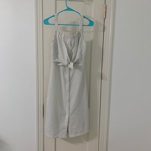Boutique White Striped Midi Dress